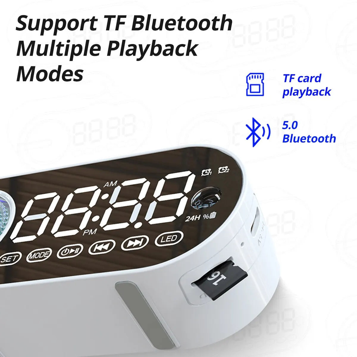 Mini Mirror Digital Alarm Clock